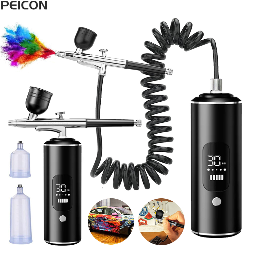 Airbrush Compressor Kit - Aérographe avec compresseur Portable aérographe peinture