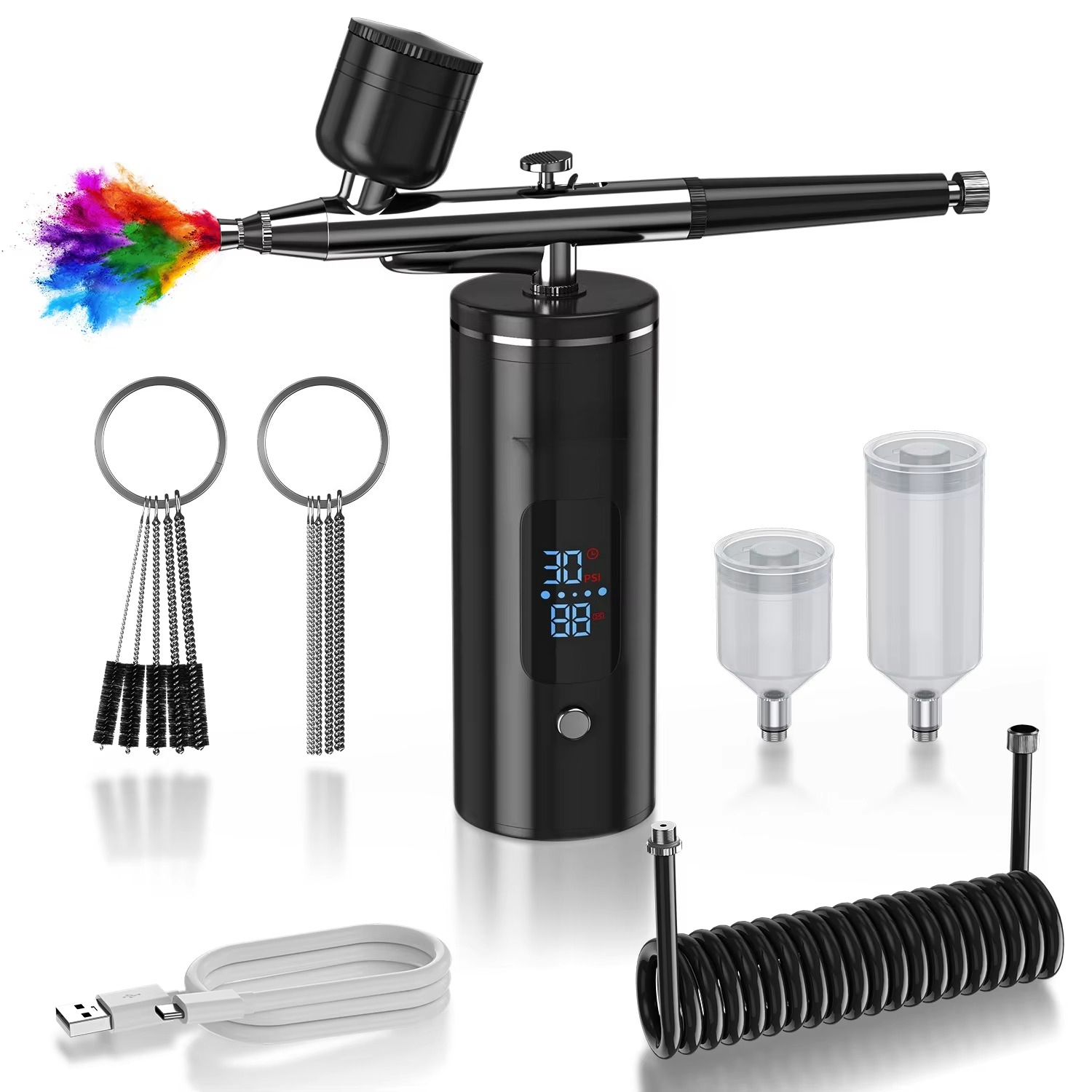 Airbrush Compressor Kit - Kit aérographe sans fil rechargeable avec