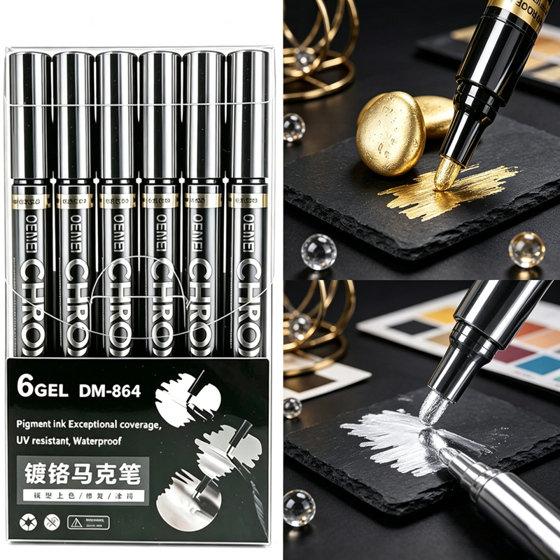 Model Kit Markers - Ensemble de stylos marqueurs miroir chromés,